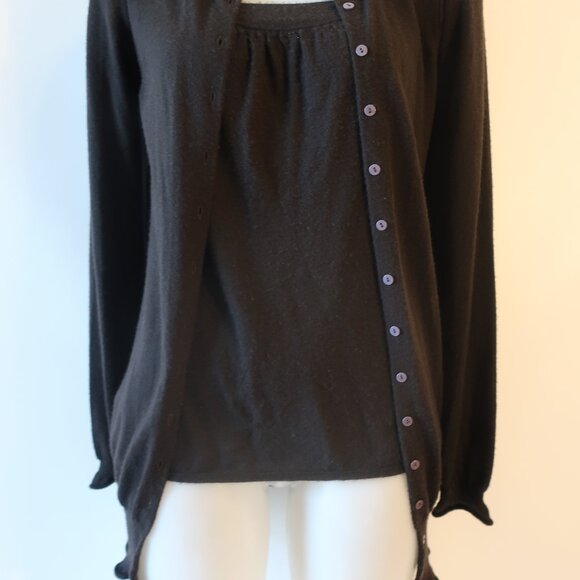 Womens Yigal Azrouel Brown 2Pc Set Cashmere Knit Tank Cardigan Sweater S * - Picture 6 of 16